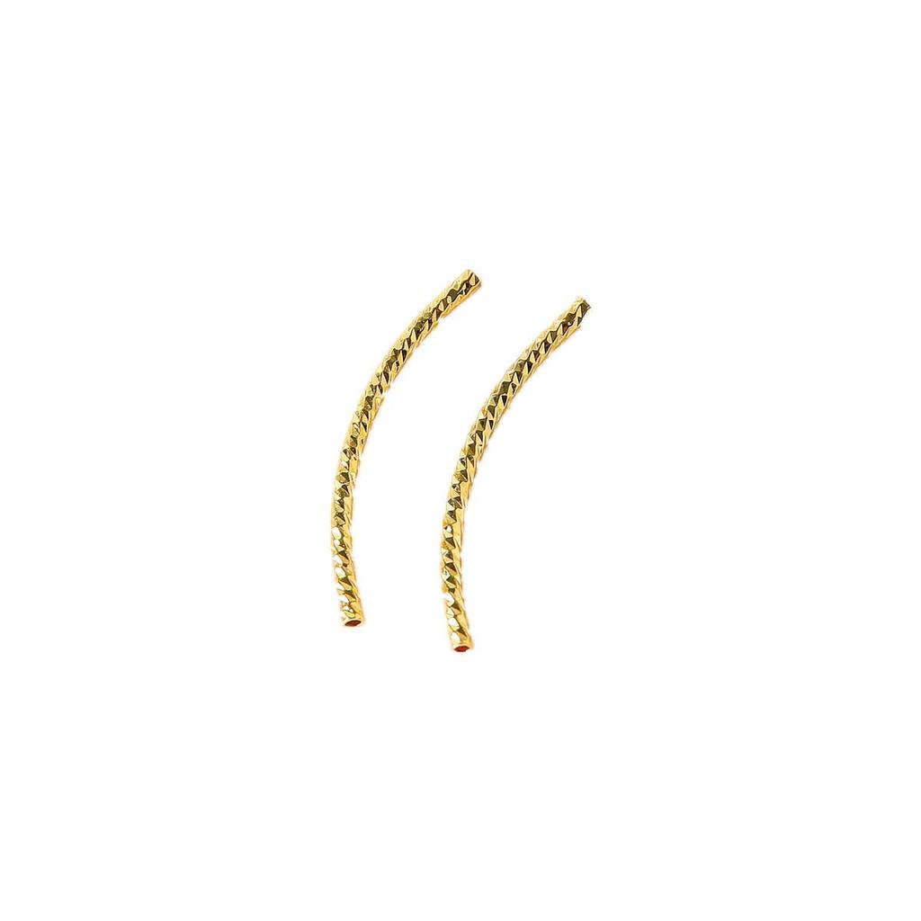 18k Gold Plated Multi-Faceted Curved Tube for DIY Jewelry Necklaces & Bracelets