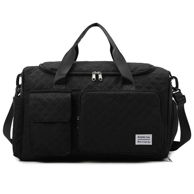 Resväska för utlandsresor: Rymlig, Lättviktig, Torr/Våt Separation, Skofack, Diamantrutigt Design.