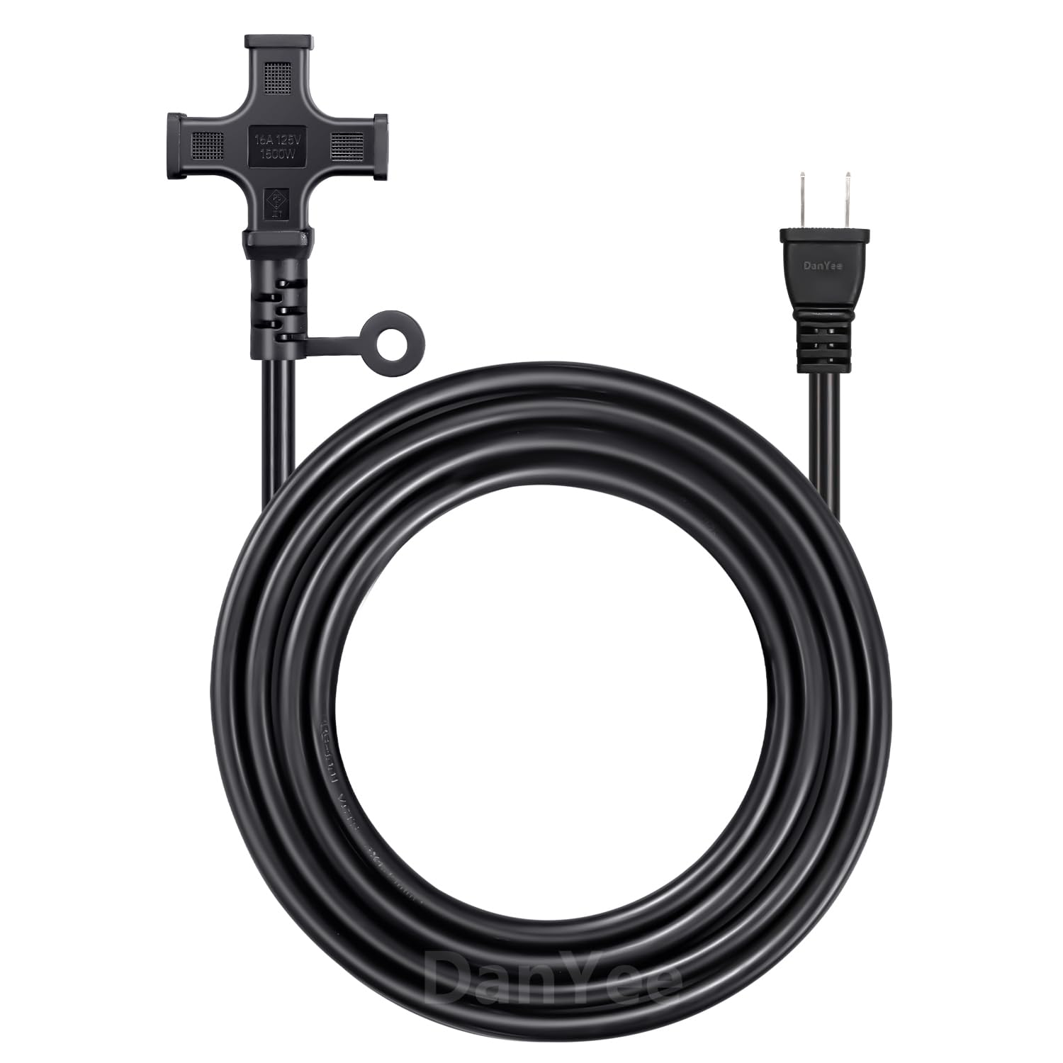 

DanYee 10m 3-Outlet Power Cord, Work Extension Cord, 12A125V, 1500W, VCTF Power Cable, IndoorOutdoor, PSE Basic Waterproof, Black (10m)