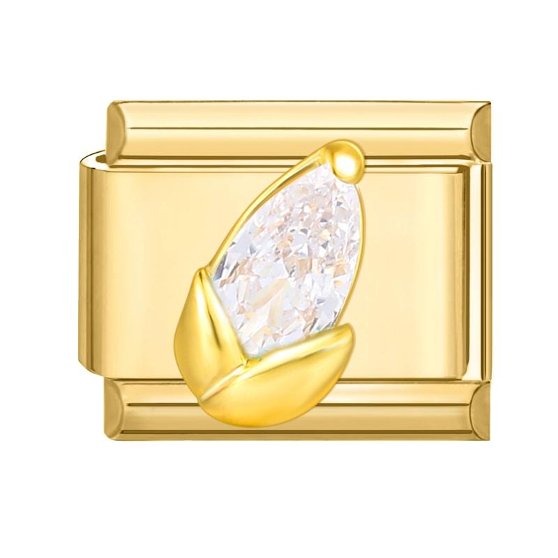 Gold Color Zircon Butterfly Heart Corn Cherry Bow Knot Italian Charm Links Fit 9mm Stainless Steel Bracelet Women DIY Making