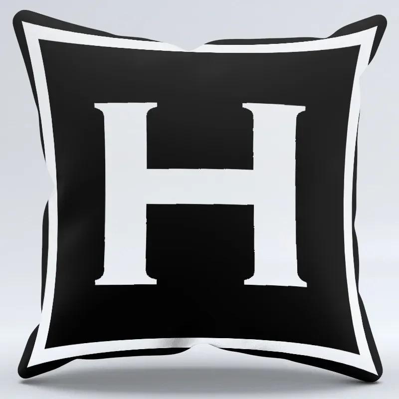 Simple Black and White Letter Print Pattern Home Bedroom Living Room Sofa Car Office Decoration Pillowcase