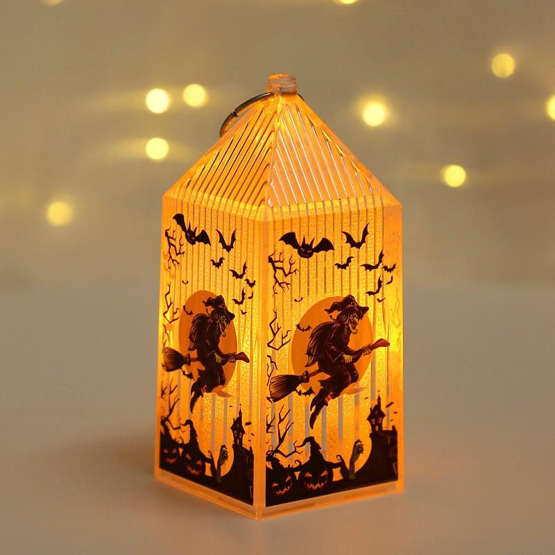 Halloween Pumpkin Lamp Decorations Kids Party Favors Plastic Ornaments Witch Skeleton Scarecrow Props