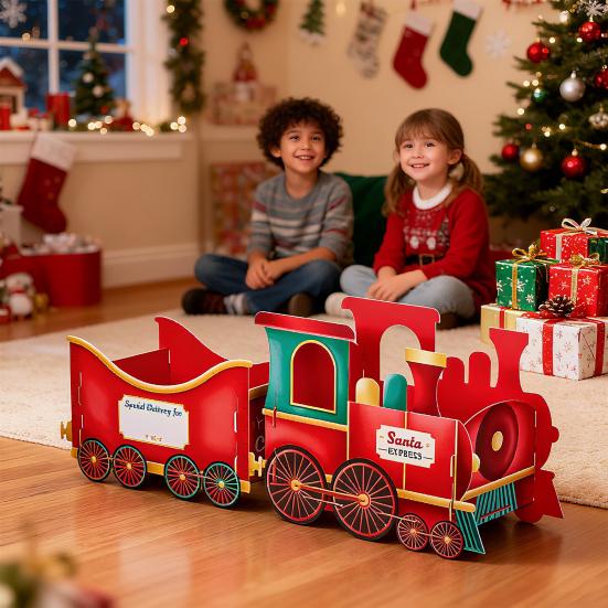 Christmas Train Gift Box Santa Express Train Gift Box Christmas Present Train Box Holiday Gift Candy Storage Holder for Party Centerpieces
