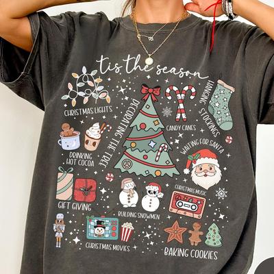 Vintage Christmas Comfort Colors® Shirt: Tis' the Season, Women's Christmas Shirt, Retro Christmas Aesthetic