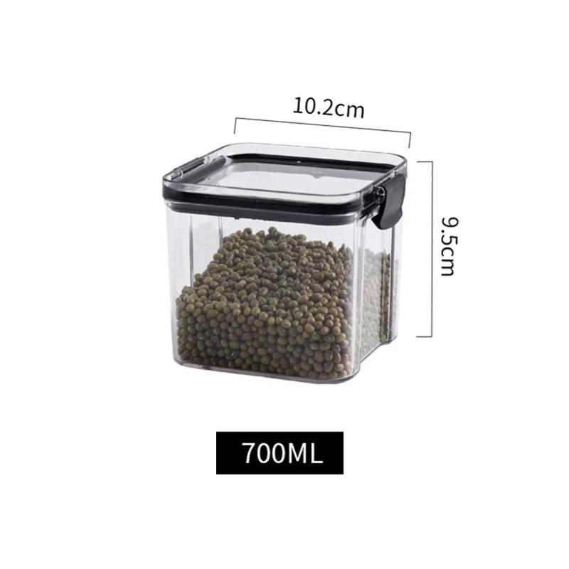 460/700/1300/1800 ML Food Storage Container Plastic Sealed Cans Kitchen Storage Box Transparent Food Canister Storage Tanks