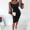 Elegant 2024 V-Neck Mesh Sleeve Bodycon Evening Dress