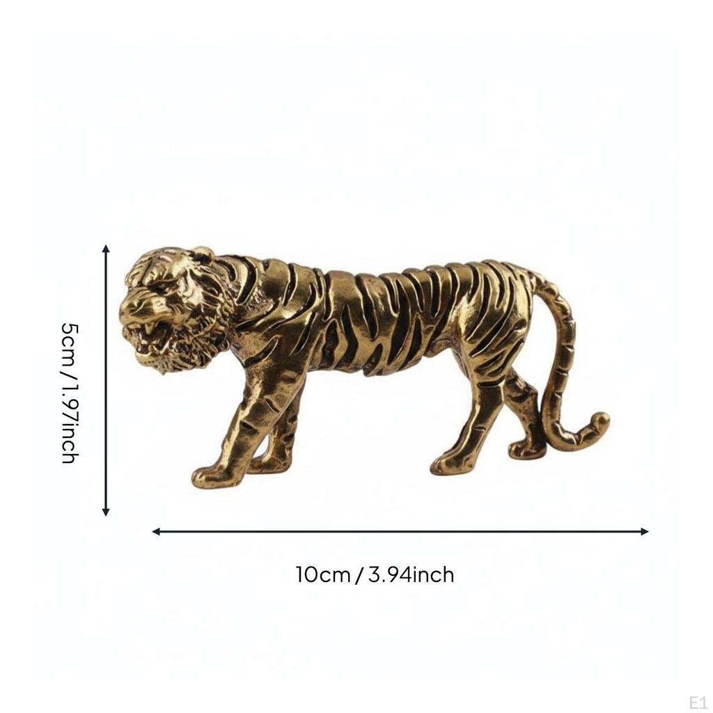 Chinese Astrological Tiger Figurine Detailed Craftsmanship Vintage Paperweight Handmade Desk