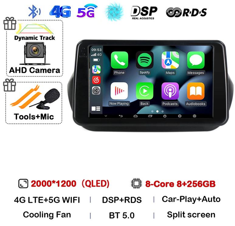 Android 14 Carplay Car Radio For Fiat Fiorino Qubo For Citroen Nemo For Peugeot Bipper 2008-2017 Multimedia Video Player Stereo