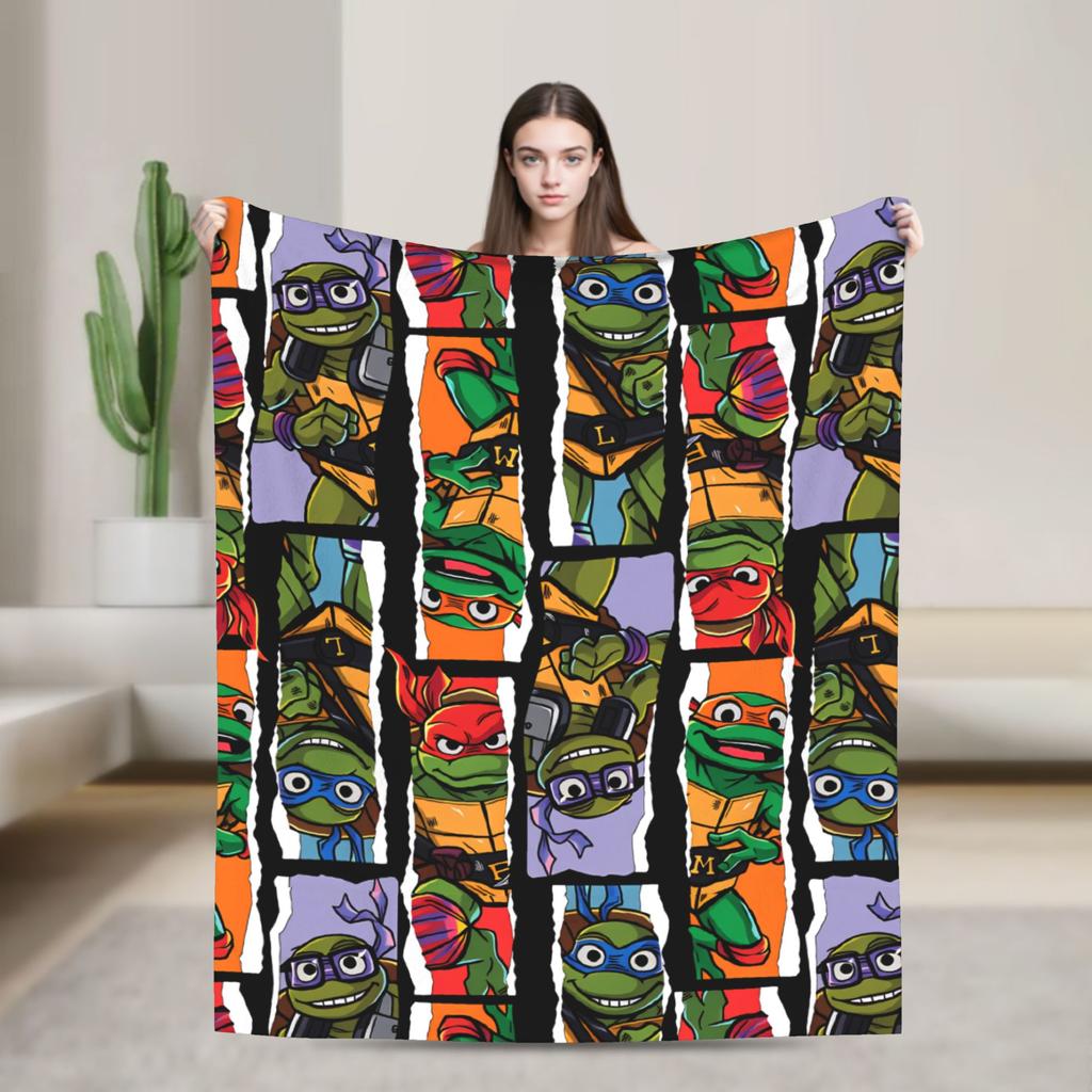 Comic Warm Soft Blankets T-Tmnts Character Decorative Plush Bedding Throws Funny Home Decor Flannel Bedspread Sofa Bed Cover