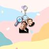 BTS Cute Triple Charm Acrylic Keychain, Bangtan Boys Real Photo, Cartoon Figure & Army Bomb Keyring, Kpop Idol Bag Pendant for ARMY Fans