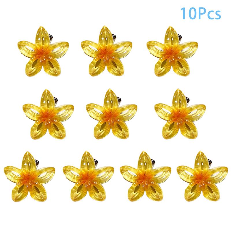 

10 шт. Градиентные заколки для волос в виде цветка для женщин, милая шпилька, универсальные заколки-автоматы, гавайский головной убор, элегантные аксессуары для волос