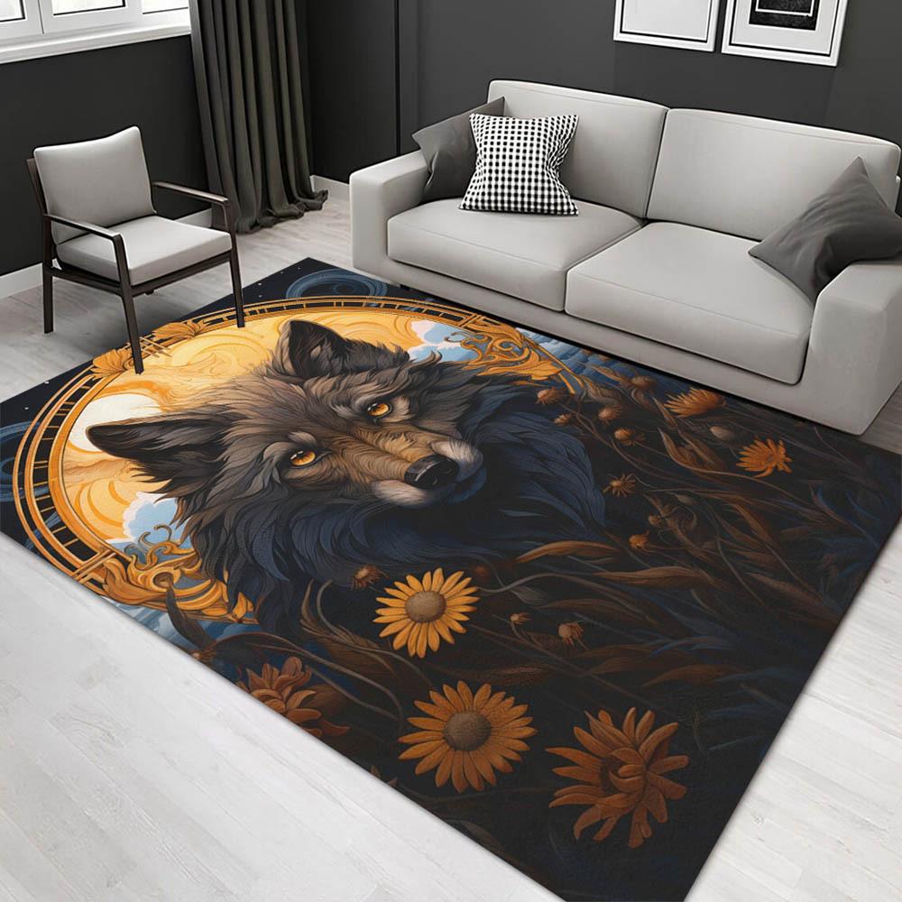 

1pc 1279961907Pattern Carpet, Area Rug For Living Room Bedroom Room Bed Chair Laundry Entryway Corridor Yard Non-slip Outdoor Camping Rug Fl 60cm by 90cm