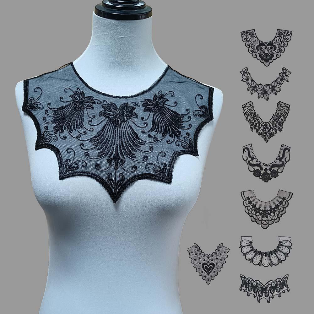Black Embroidered Mesh Organza Front Collar Collar Sewing Lace Diy Decorative Dress Wedding Dress Accessories