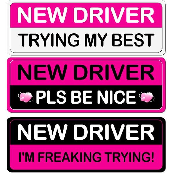 3Pcs Student Driver New Car Stickers, Magnetic Student Driver Signs For Car, Personalized Bright Colors Accessories, Clear Fonts Supplies Suitable