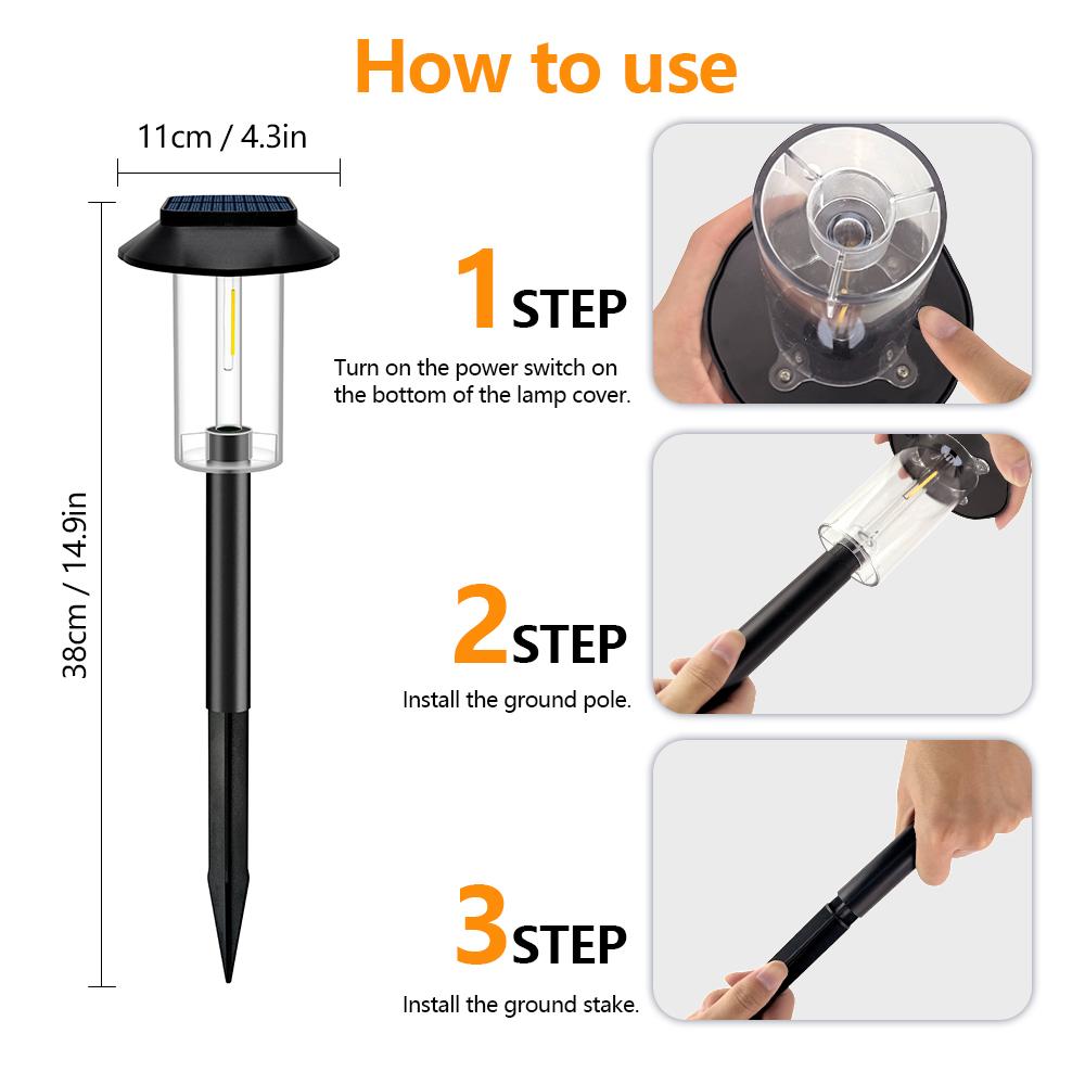 4/8PCS Solar Pathway Lights IP65 Waterproof Auto On/Off Solar Powered Landscape Lighting Outdoor Decor Lamp for Garden Yard Lawn