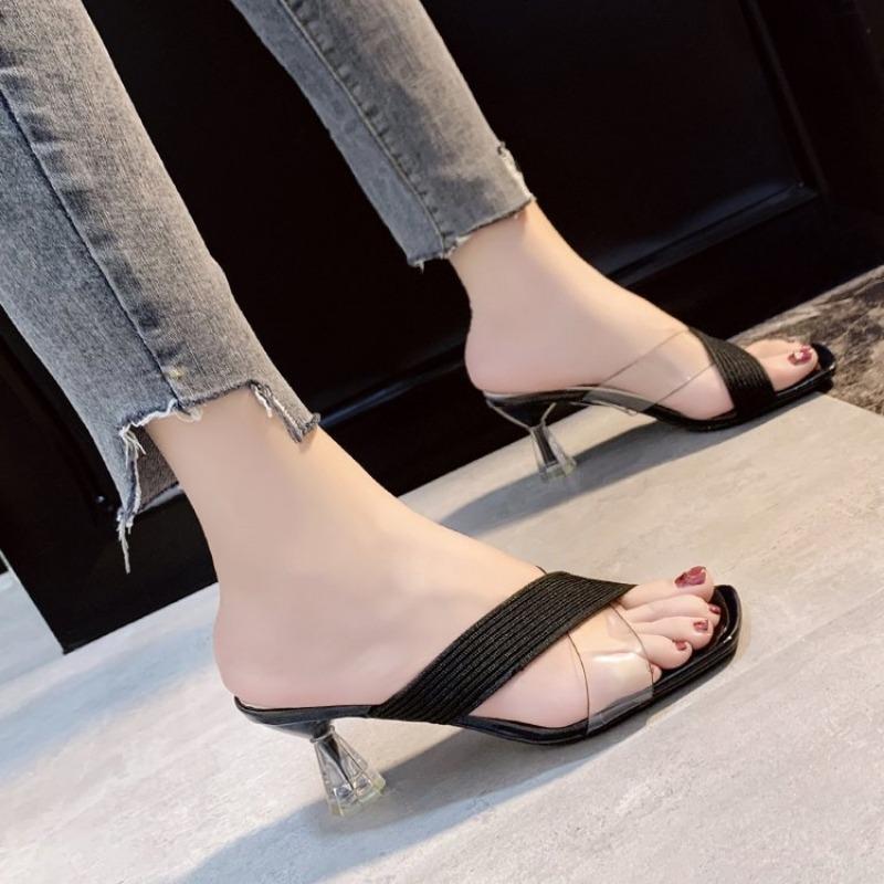Fashion Sexy Womans Thin Heel Sandals Summer Model Transparent Open Toe High Heels Jelly Slippers Pumps Party Banquet Sandalias De Mujer