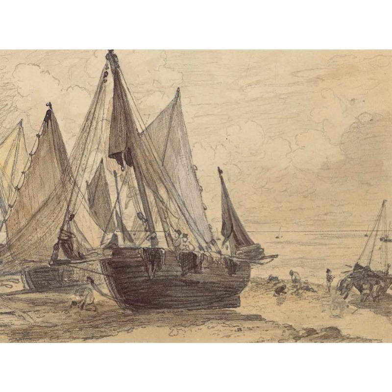 Vintage Ocean Calm Sea Boat Seascape Classic Sunrise Seascape Art Poster Canvas Painting Wall Print Picture for Room Home Decor