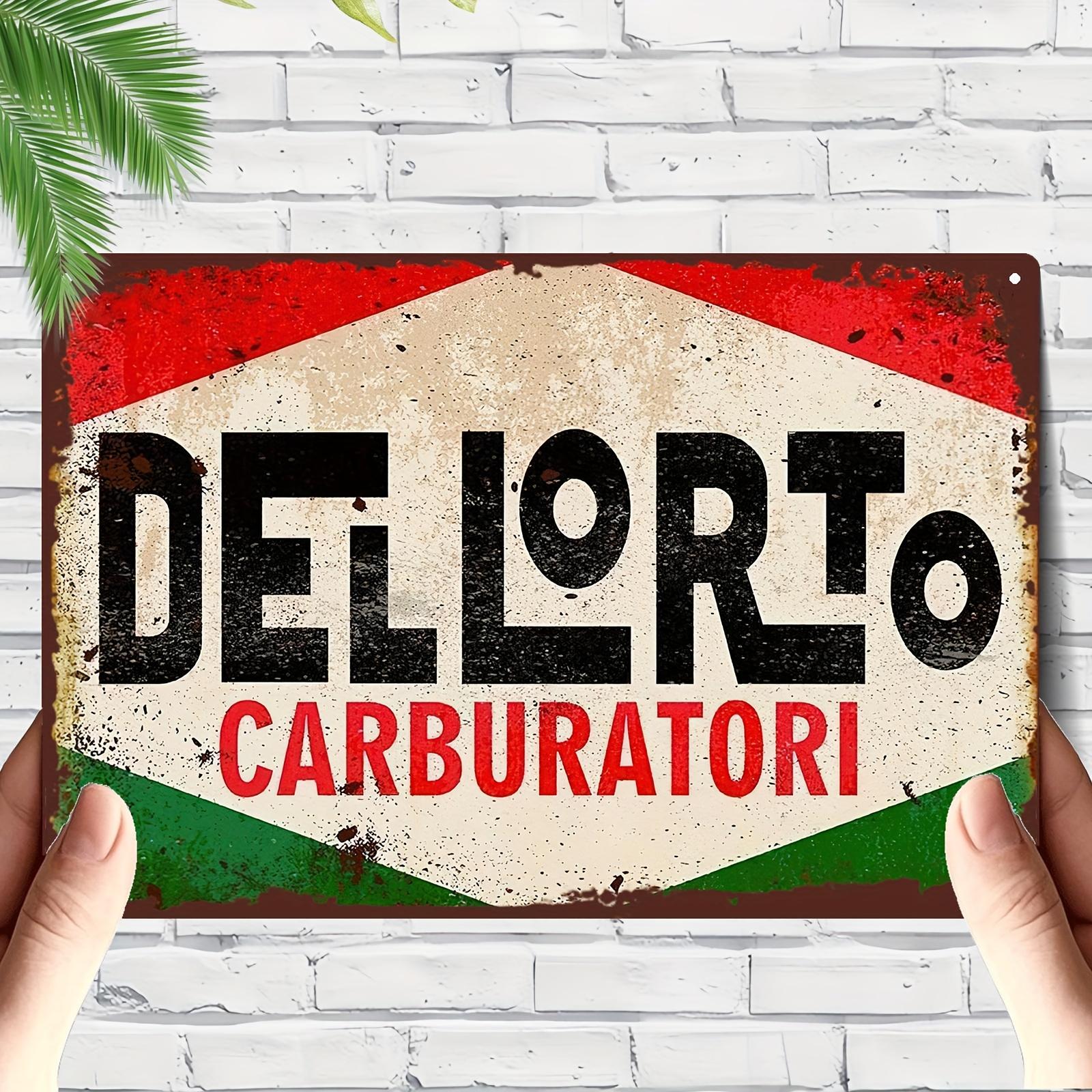 HD Tin Sign Vintage Dellorto Carburatori Wall Decor  Retro Italian Carburetor Logo Art Metal Tin Sign for Garage Man Cave Decor 20x30cm（7.8x11.8inch）