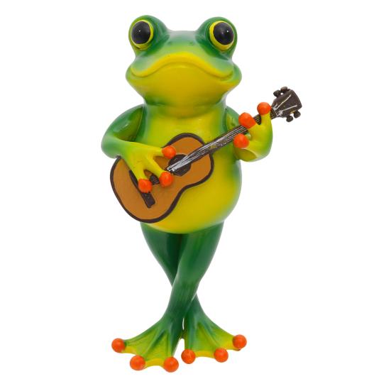 Guitarist Frog Figurine Resin Drummer Frog Sculpture Animal Decoration Frog Statue for Home Office Desktop Decor