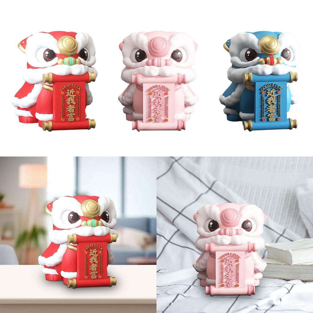 Löwentanz Statue Tischdekoration Harzfigur Geschenk Tier Skulptur für Schreibtisch Einweihung Wohnzimmer Flur