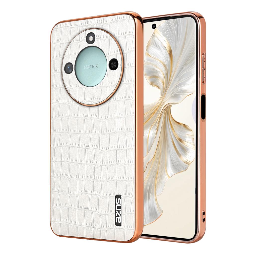 AZNS For Honor X60 5G Case Electroplating Crocodile Texture PU+TPU Phone Cover