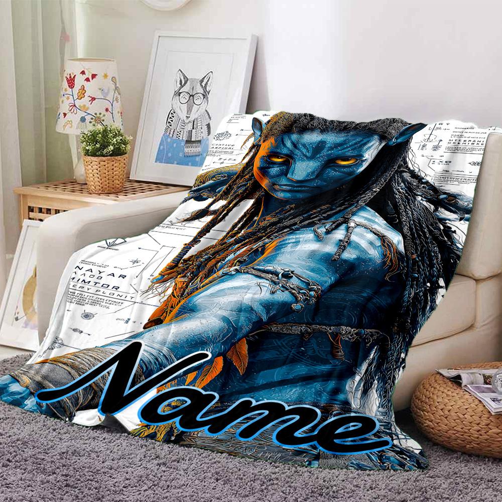 Coperta in Flanella Blu Fantasy con Avatar Nome Personalizzato Per Comfort Super Morbido e Carino per Viaggio Biancheria da Letto Divano Coperta per Divano