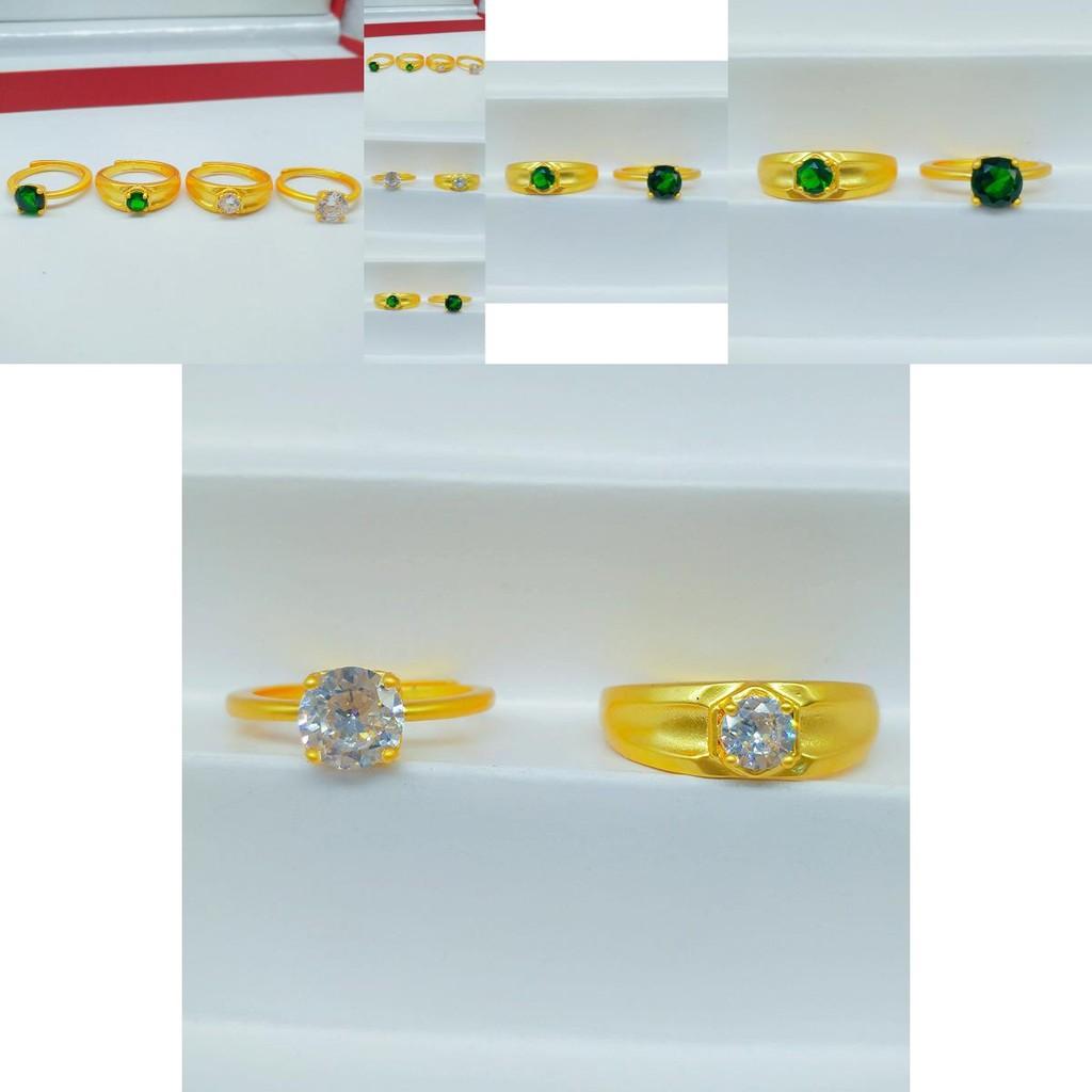 Fashionable Gold Plated Brass Couple Rings With Shiny Diamond Accents Perfect For Special Occasions