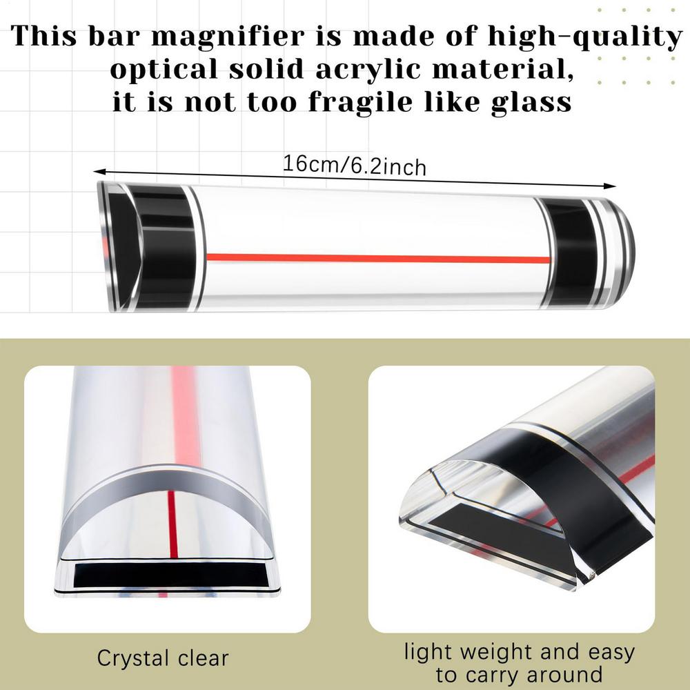 

Magnifier Ruler with Sliding Markers Precise Guide Book Page Reading Magnifier for Small Prints Bible Document Newspaper