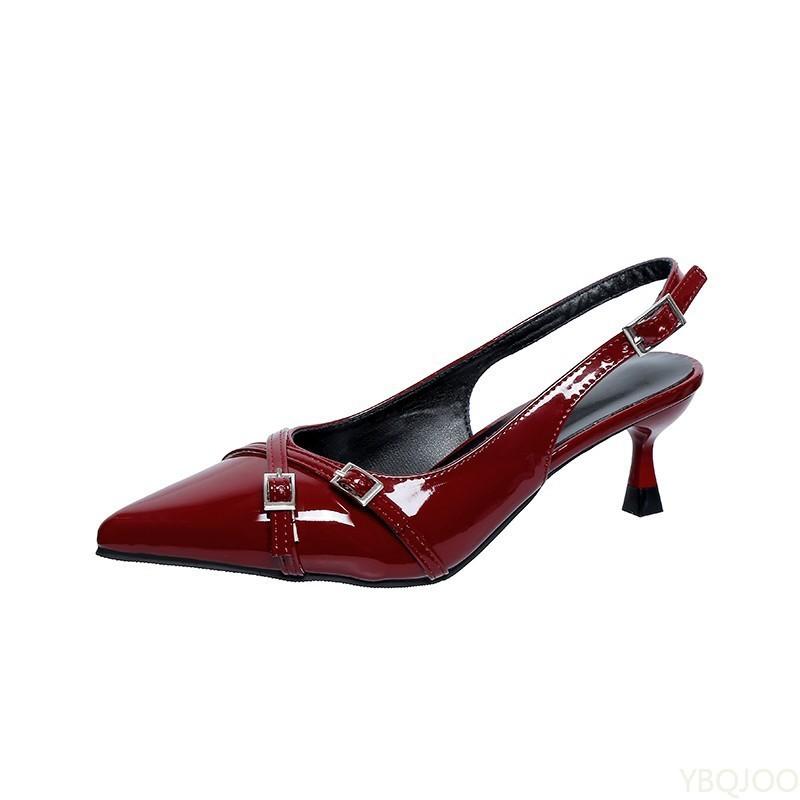 Fashion 2025 Summer Elegant Buckle Decorated Stiletto Women's Shoes Fashionable Pointed Toe Shallow Mouth New High-heeled Shoes