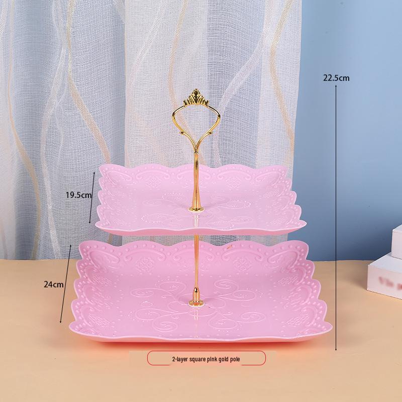 Trzypoziomowy europejski stojak na ciasto do popołudniowej herbaty - Kreatywna wielowarstwowa plastikowa taca na desery i talerz na owoce