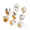Vintage Gold Silver Color Flower Leaf Rings for Women Stainless Steel Irregular Chain Heart-Shaped Starfish Rings Jewelry Gifts