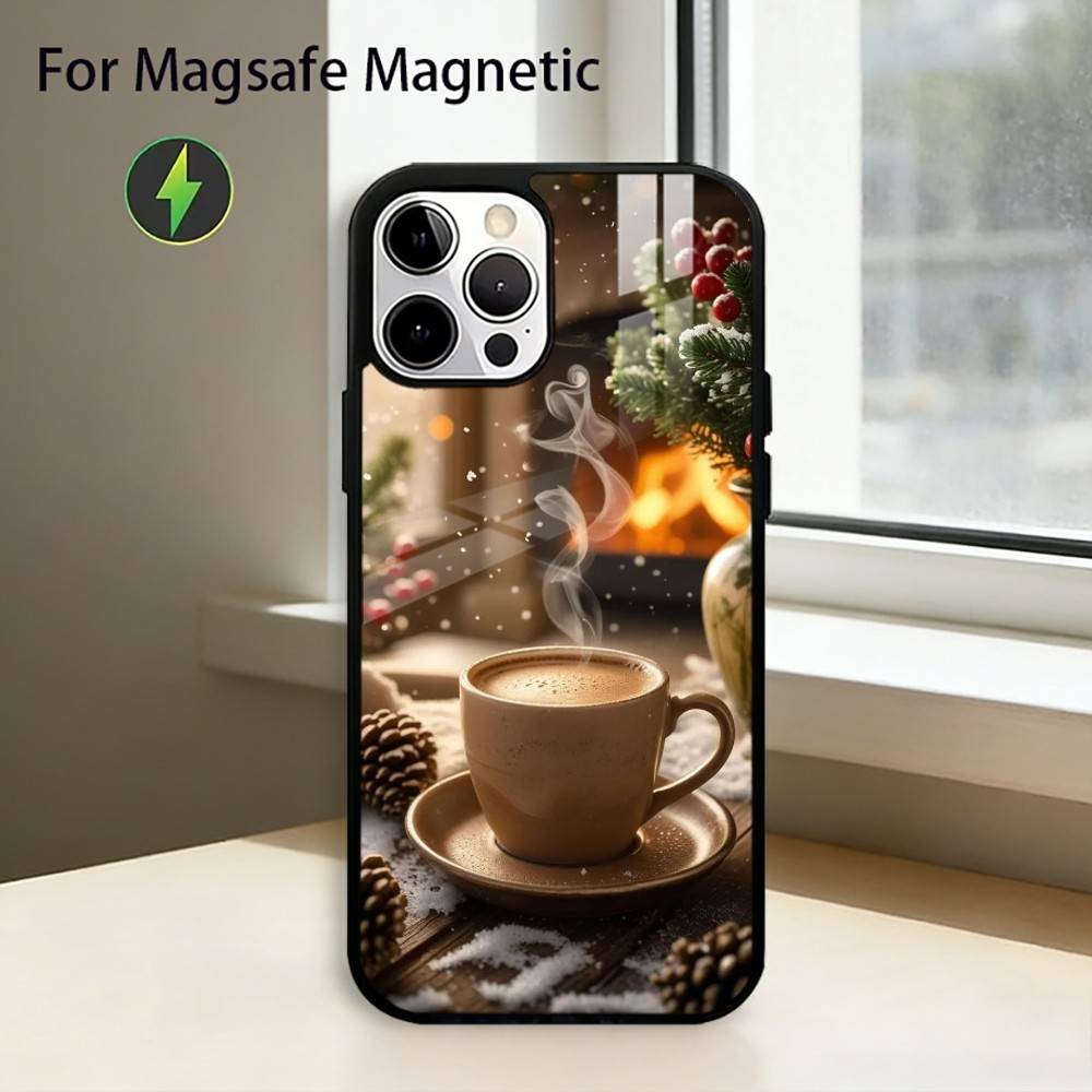 Christmas Art Winter C-Coffee Phone Case For iPhone17,16,15,14,13,12,11 Plus,Pro Magnetic For Magsafe Wireless Charging