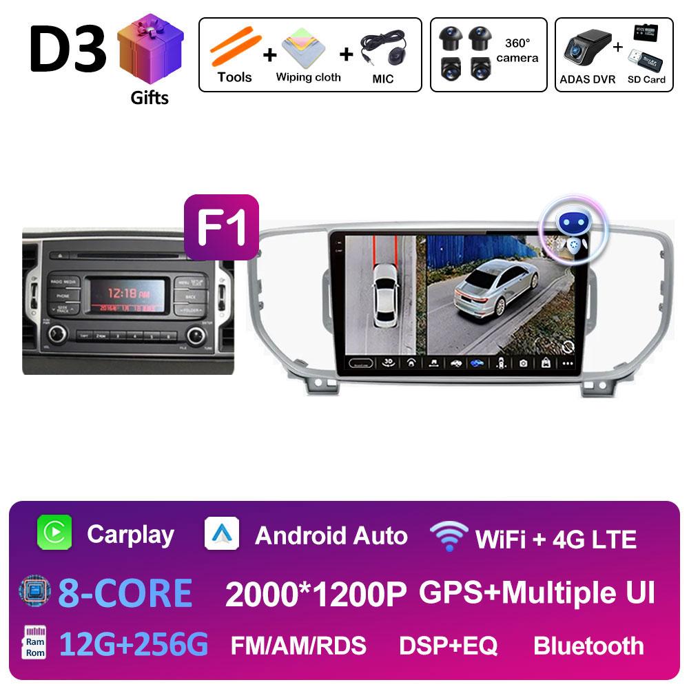 Bluetooth Android 14For KIA Sportage 4 QL 2016 2017 2018 Navigation GPS Car Radio Video Player Wireless Carplay WIFI Accessories