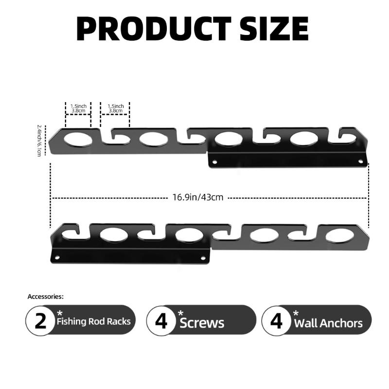 Multiple Rod Holder Wall Mounted Organizers Durable Acrylic Structure with Anti Slip Features for Fishing Enthusiasts