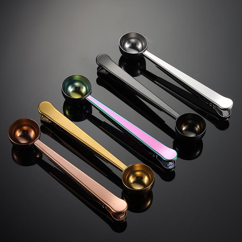 Two-in-one Stainless Steel Coffee Spoon Sealing Clip Silver Kitchen Accessories Espresso Receiver Bowl Decoration Coffee Maker