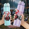 1PC Digital Headphones Retro Tech Graphic Print 750ml Portable Sports Water Bottle Leakproof Gym Outdoor Travel Drink Cup