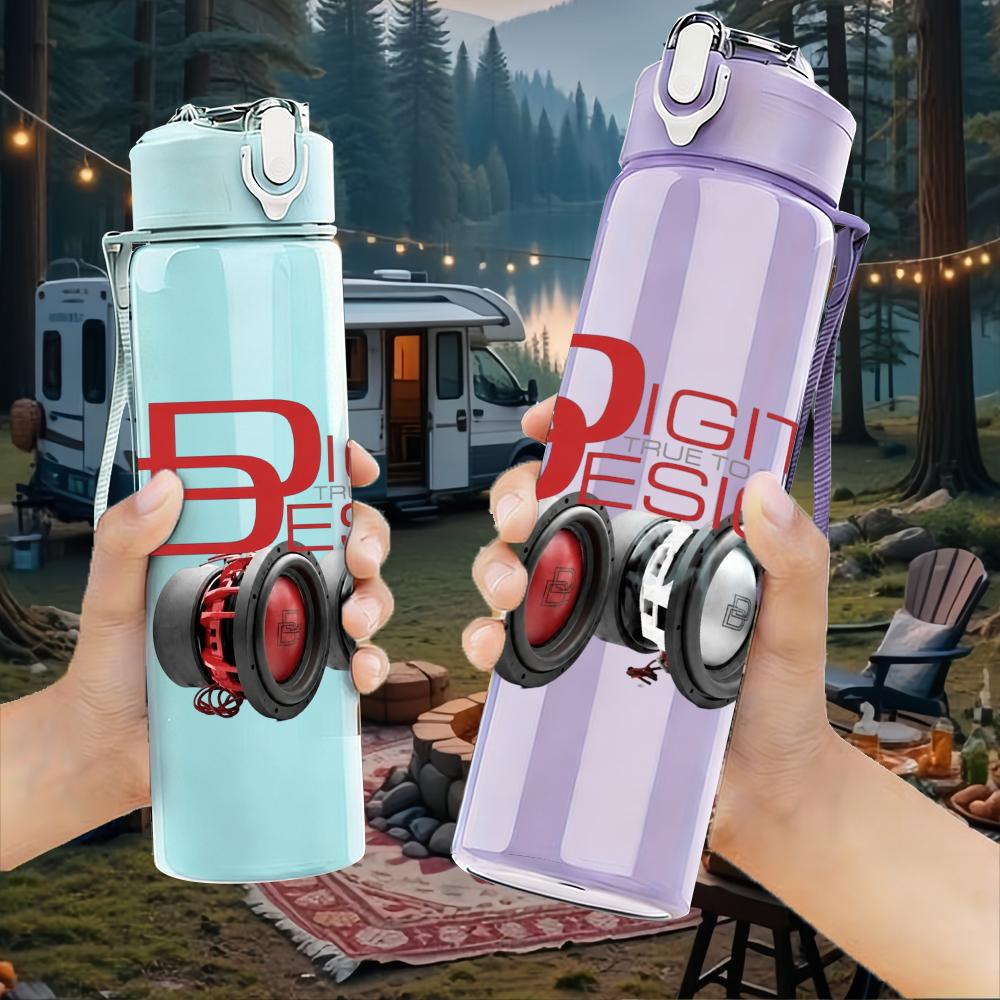 1PC Digital Headphones Retro Tech Graphic Print 750ml Portable Sports Water Bottle Leakproof Gym Outdoor Travel Drink Cup