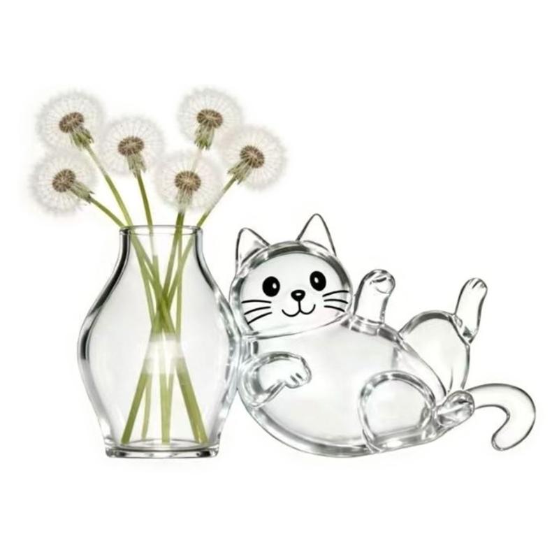 Fridge Magnet with Clear Vase for Keepsakes,Pet Hair,Flower Display Cats Whiskers Holders Refrigerator Magnet Decors