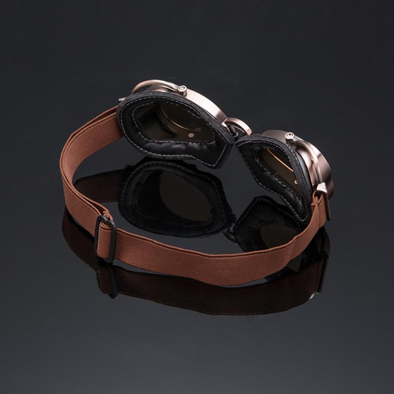 Okulary motocyklowe do jazdy Vintage Men Okulary Motocross Narciarstwo Maska Brązowa skóra Wiatroszczelna Kolarstwo Outdoor Dirt Bike Gogle