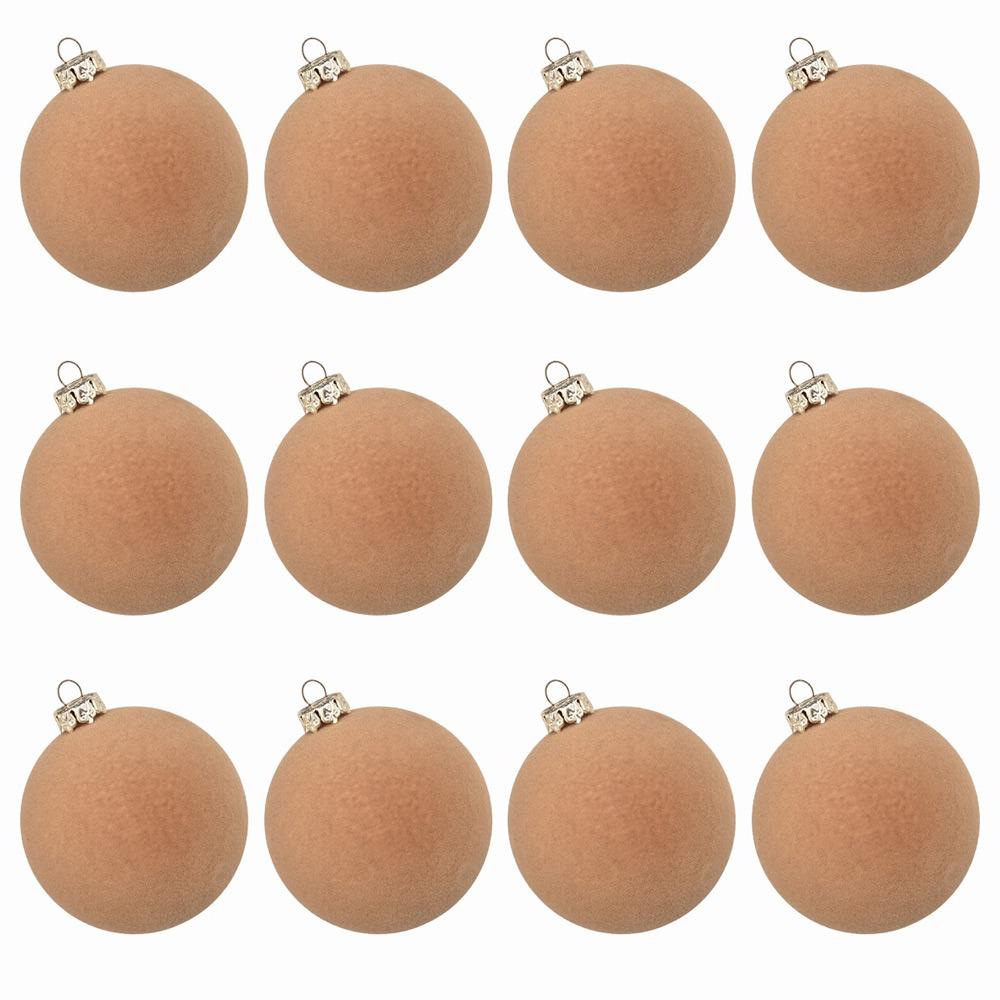 12Pcs 6cm Christmas Balls Pendants Flocking Christmas Tree Hanging Balls  Christmas Decoration