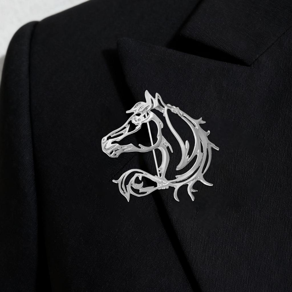 Hollowed-out Minimalist Horse Shaped Brooch Horse Pin Alloy Dual-purpose Pin Costume Accessories Horse Brooch Pin For New Year