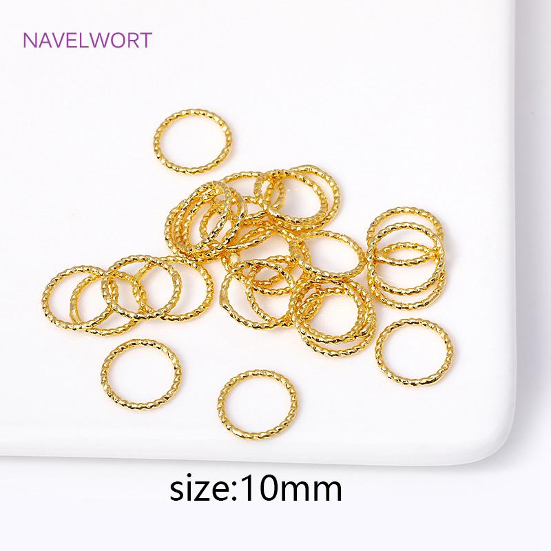 6/8/10/12MM 18K Gold Plated Brass Round Twist Closed Ring Connectors Accessories For DIY Jewelry Making Supplies Wholesale