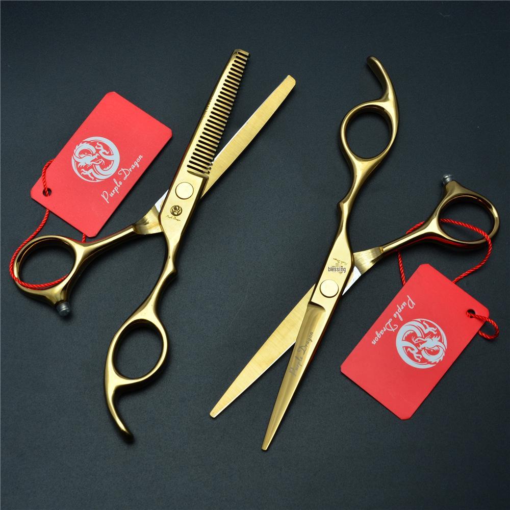 Lila Drache 5,5-6,0 Zoll Goldene Friseurscheren: Gerade Scheren, Ausdünnscheren und Pony-Scheren.