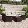 VidaXL 7-Piece Garden Sofa Set with Cushions Brown Poly Rattan 3345258