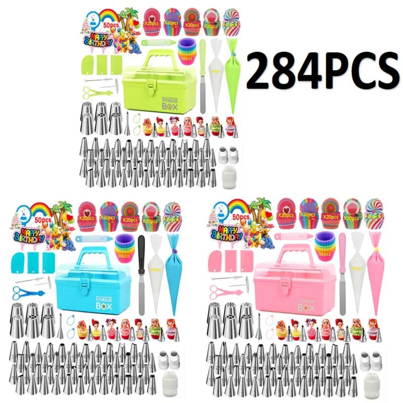 Cake Decorating Mouth Set with Three-Layer Storage, Blue Folding Gift Box, Baking Accessories Tools, 115Pcs