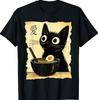 Rolig Katt Ramen Grafisk T-shirt Japansk Kawaii Anime Katt T-shirt