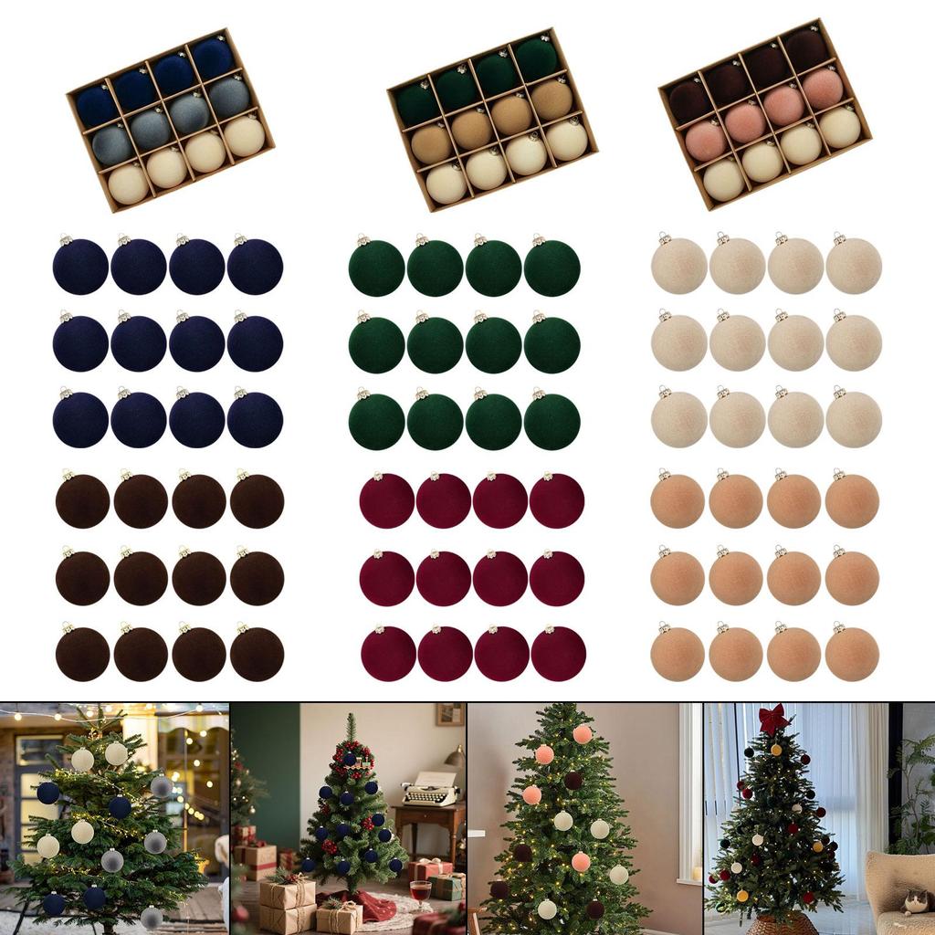 Christmas Ball Ornaments Velvet Plastic Shatterproof Baubles for Home Decoration Christmas Tree Accessories