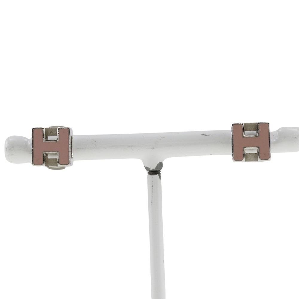 Hermes Cardue Ash Kolczyk H kostka Srebrny/różowy metaliczny 6,1g Kobiety Używany