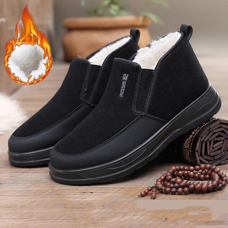 

Men s Winter Ankle Boots Faux Fur Lined Snow Boots COmfortable Warm Short Boots Outdoor Anti-Slip Comfortable Work Walking Shoes 45 чёрный