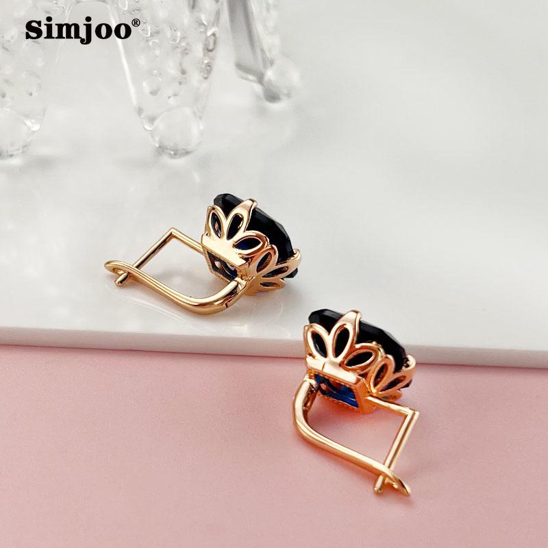 SIMJOO Stylish Rose Gold Color Earrings with Simple Geometric Square Zircon Earrings